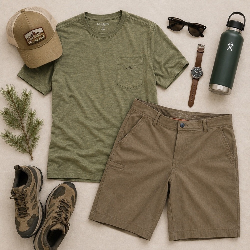 G.H. Bass & Co. Men's Explorer Tan Utility Hiking Shorts Size 32 Zipper Pockets
